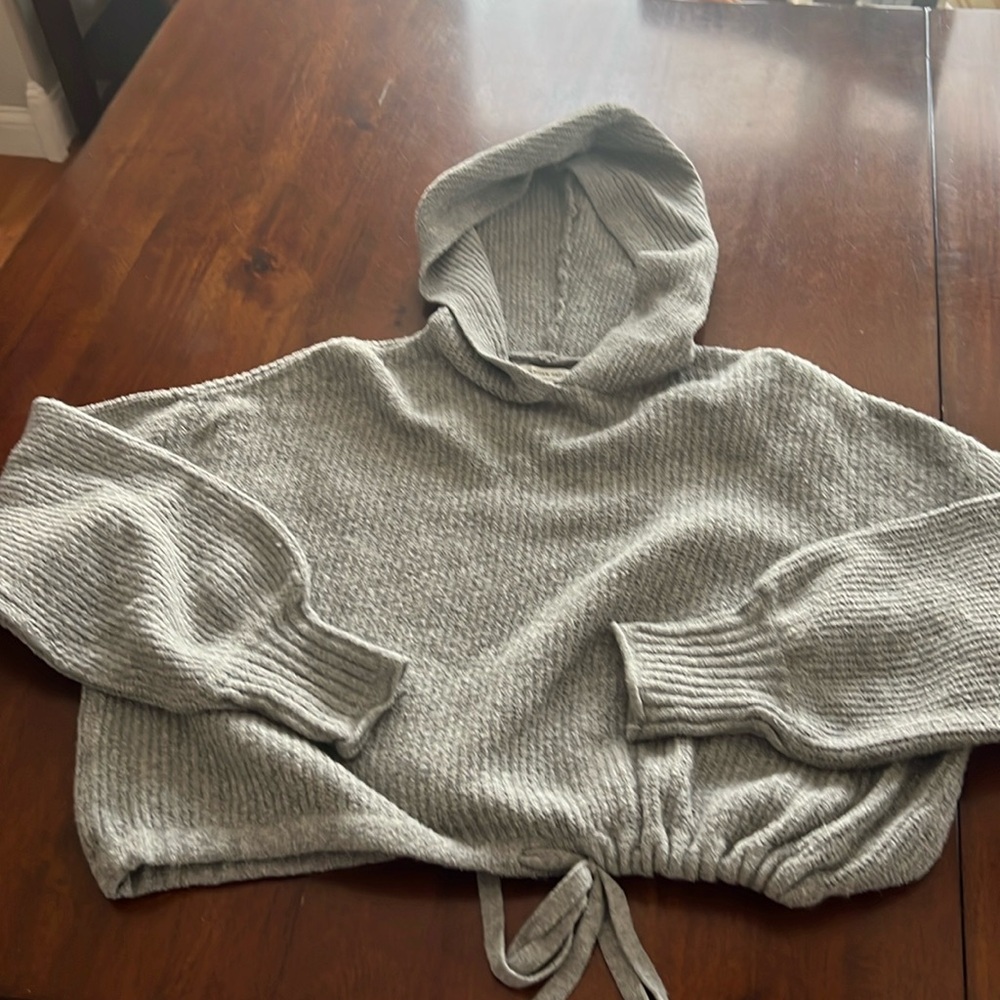 American Eagle hooded crop sweater